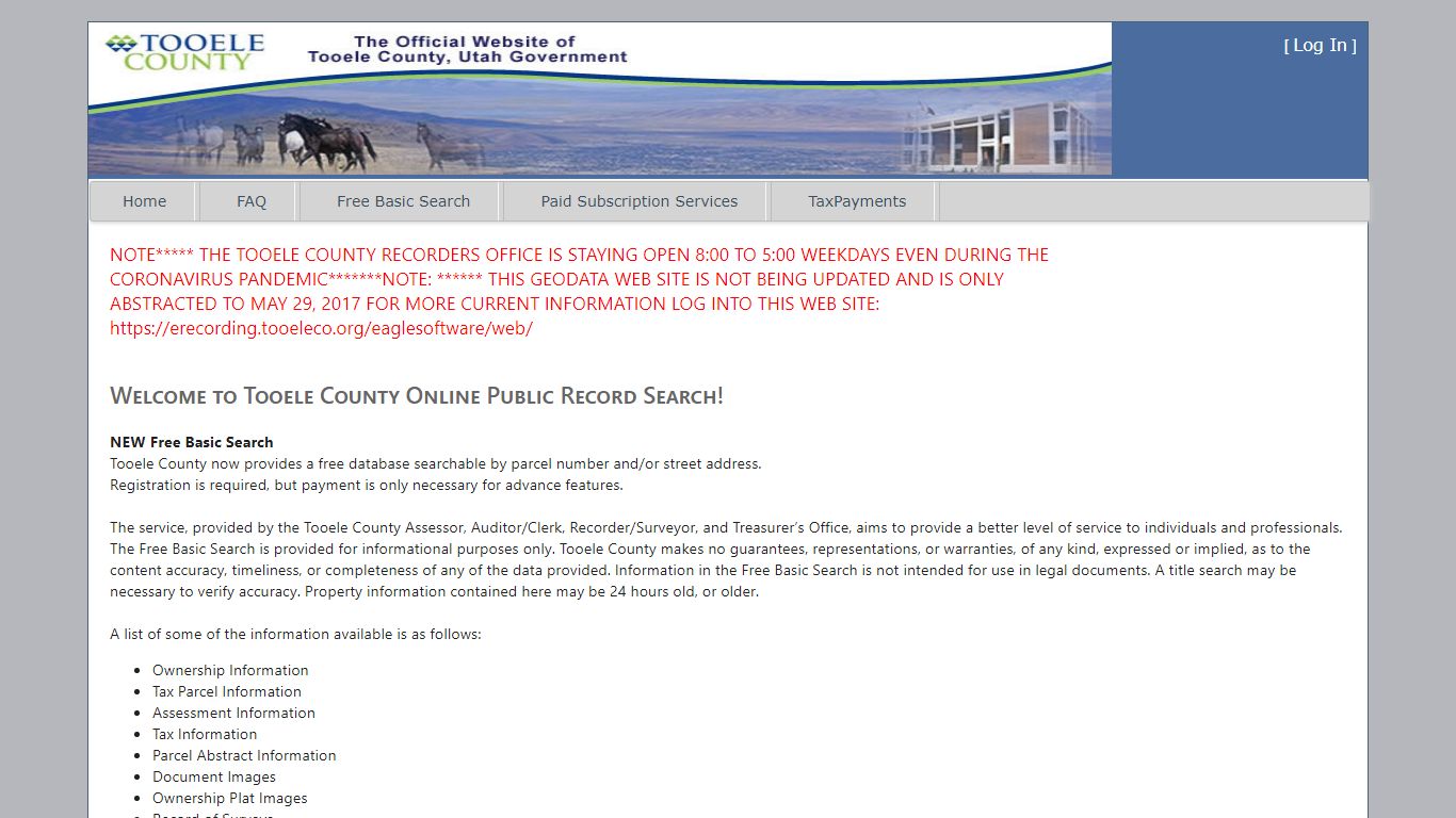 Welcome to Tooele County Online Public Record Search!