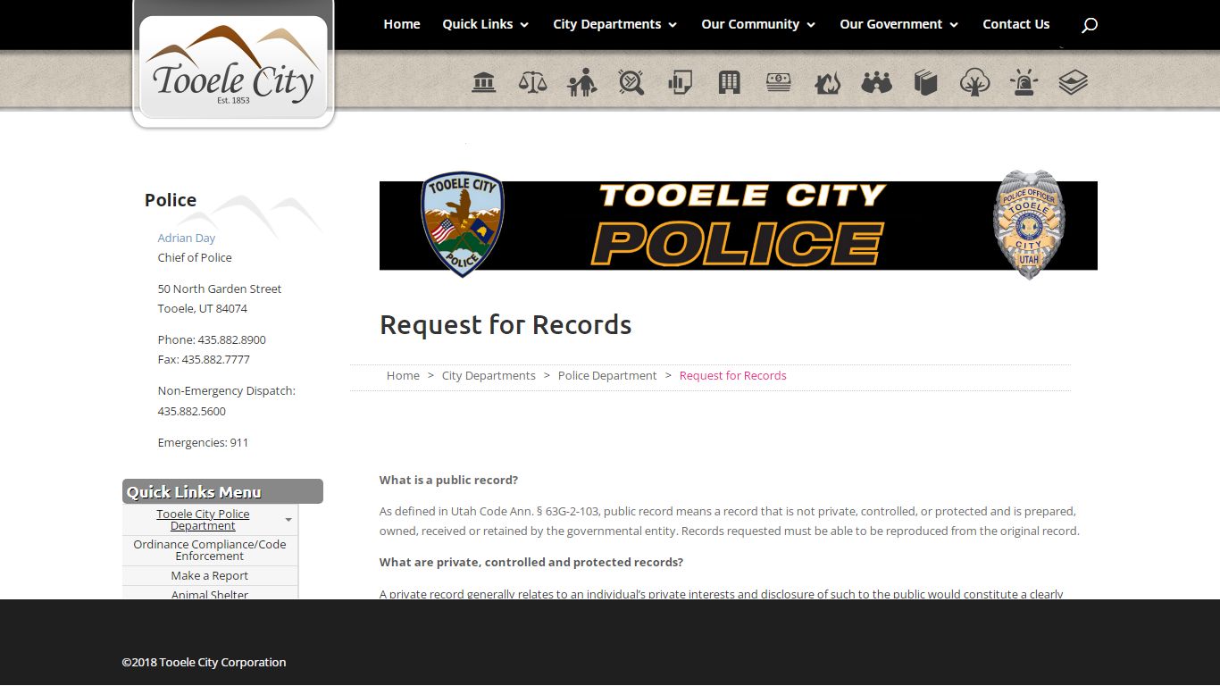 Request for Records | Tooele City