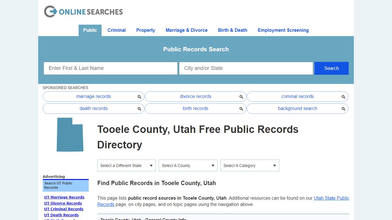 Tooele County, Utah Public Records Directory