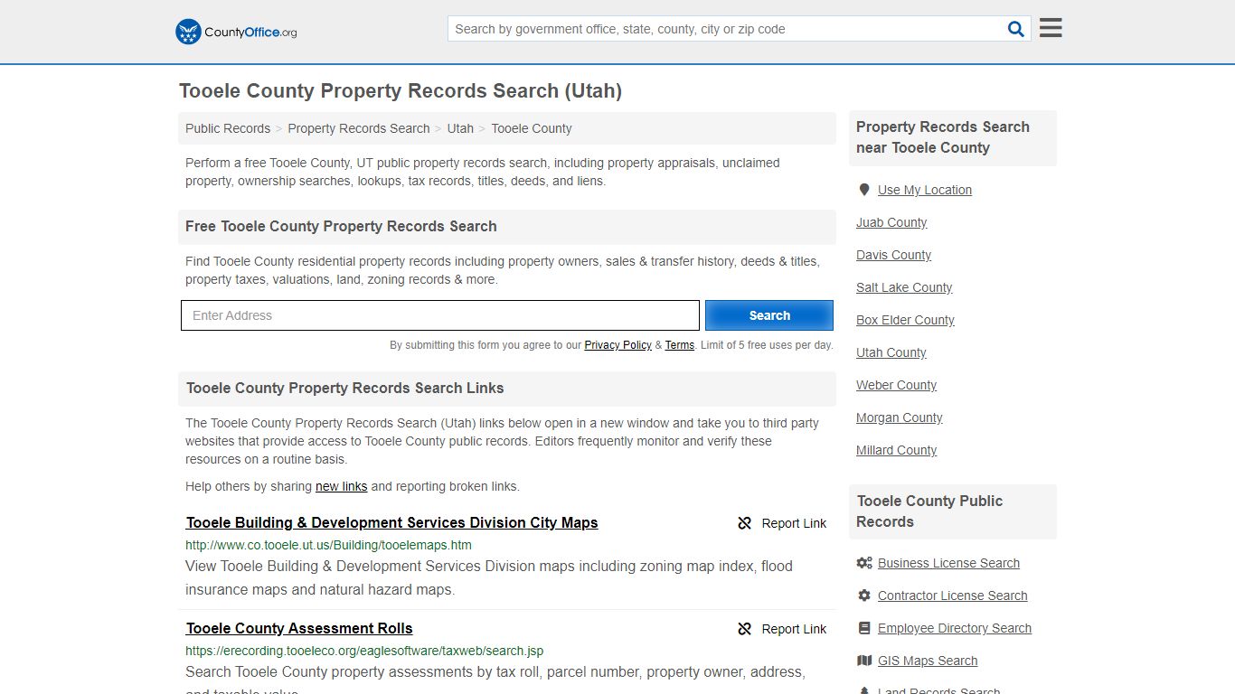 Property Records Search - Tooele County, UT (Assessments ...